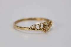 14k Yellow Gold White CZ Solitaire Heart Promise Ring Size 7.5