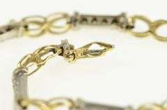 14K Yellow Gold Two Tone Diamond Bar Link X Criss Cross Bracelet