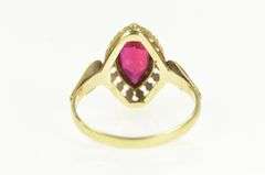 14K Yellow Gold Marquise Syn. Ruby Ornate Filigree Cocktail Ring