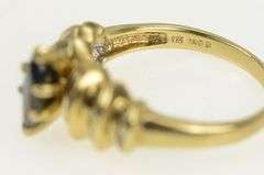 14K Yellow Gold Marquise Natural Sapphire Diamond Engagement Ring