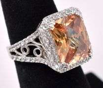 Orange CZ Ring In Sterling Silver