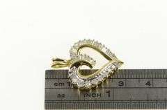 10K Yellow Gold 0.45 Ctw Baguette & Round Diamond Heart Pendant