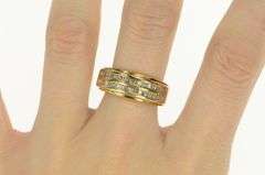 14K Yellow Gold 1.00 Ctw Diamond Tiered Mens' Wedding Band Ring