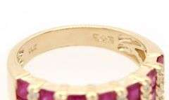 Effy 1.40ctw Princess Ruby and 0.12ctw Diamond Double Row Ring in 14K