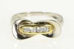 14K White Gold 0.28 Ctw Diamond Geometric Curvy Infinity Ring