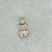 14K YELLOW GOLD SPARKLING MINI BEAR CHARM NECKLACE