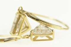 14K Yellow Gold Trillion Solitaire Dangle Vintage Statement Earrings