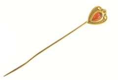 14K Yellow Gold Pear Carnelian Tear Drop Cabochon Stick Pin