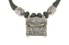 Sterling Silver Elaborate Floral Bird Tibetan Medallion Rope Necklace