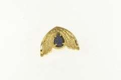 14K Yellow Gold Pear Lapis Lazuli Cabochon Scalloped Pendant