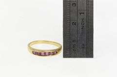 14K Yellow Gold Princess Natural Ruby Ornate Wedding Band Ring