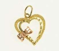 14K Yellow Gold Heart Bow Promise Valentine Black Hills Charm/Pendant