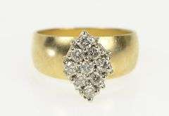 14K Yellow Gold 0.36 Ctw Diamond 1950's Cluster Engagement Ring