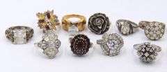 Group lot of 4 Vintage Sterling Silver Cubic Zirconia Rings