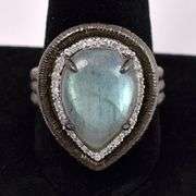 Labradorite And White Quartz Ring In Sterling Silver