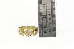 14K Yellow Gold Art Deco Diamond Ruby Ornate Statement Ring