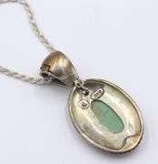 Vintage Sterling Silver Signed Turquoise Pendant on Italian Rope Chain Necklace