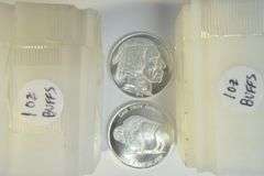 2 Superb Gem BU roll of 20 pure .999 fine silver 1 oz Buffalo Medallions