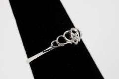 10k White Gold White CZ Solitaire Heart Promise Ring Size 6.75