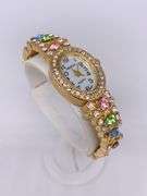 LADIES GENEVA & GEMSTONE WATCH-18KT GP