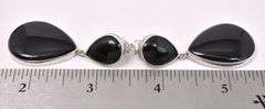 Black Tear Drop Gem Earrings In Sterling Silver