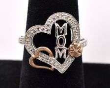 Heart With CZ Ring For Mom In Sterling Silver