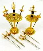 2 Spanish Damascene H'dourves Appetizer Sets