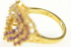 Sterling Silver Retro CZ Sim. Ruby Cluster Heart Love Symbol Ring