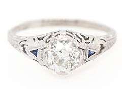 Vintage 0.80ct European Cut Diamond Milgrain Engagement Ring in Platinum