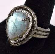 Labradorite And White Quartz Ring In Sterling Silver