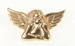 14K Rose Gold High Relief Cherub St Raphael Baby Angel Pendant