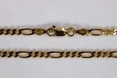 22k Yellow Gold Plated Sterling Silver Diamond-Cut Figaro Link Chain 2.9mm Solid 925 Italy Necklace 28"