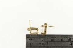 14K Yellow Gold Emerald Cut Pink Topaz Vintage Stud Earrings