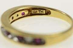 10K Yellow Gold Natural Ruby Diamond Classic Wedding Band Ring