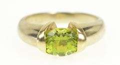 14K Yellow Gold Oval Peridot Vintage Solitaire Statement Ring