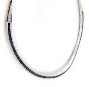 11.0ctw Princess Sapphire and 2.00ctw Diamond Triple Row Collar Necklace in 14K