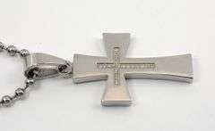 Fashionable Unisex Steel Cross with Diamonds