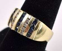 Brilliant Blue Sapphire And Diamond Ring In 14K Yellow Gold