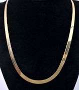 Marvelous Herring Bone Chain Necklace In 14K Yellow Gold