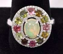 Opal And Tourmaline Ring In Sterling Silver