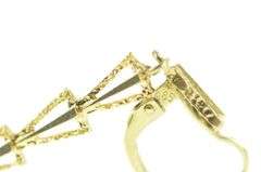 14K Yellow Gold Geometric Tiered Pearl Dangle Drop Earrings