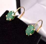 Beautiful Emerald Earrings In 14K Yellow Gold
