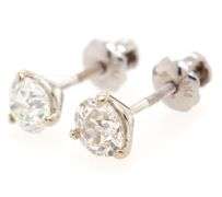 0.80ctw European Cut Diamond Solitaire Stud Earrings in 14K