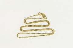 14K Yellow Gold 1.1mm Square Classic Chain Box Fancy Link Necklace