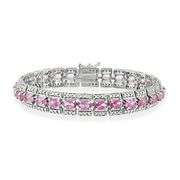 lab-created Pink Sapphire bracelet with Diamond accents