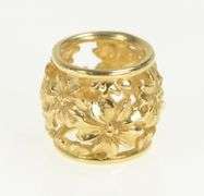 14K Yellow Gold Plumeria Flower Pattern Slide Bead Charm/Pendant