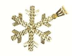 14K Yellow Gold Snow Flake Winter Season Holiday Pendant