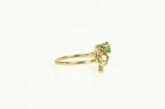 14K Yellow Gold Natural Emerald Curvy Freeform Statement Ring