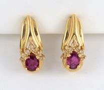 Stylish Ruby and Diamond Earrings