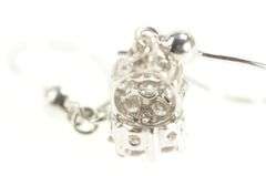 18K White Gold Round CZ Cluster Flower Dangle Statement Earrings